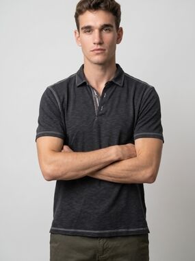 Tommy Bahama Men's Short Sleeve Polo in Charcoal Black